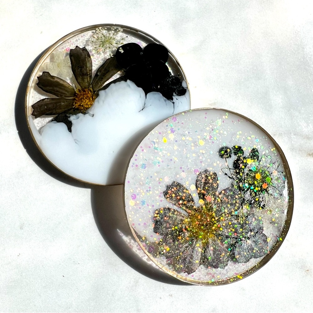 🖤Black Flower Resin Coasters